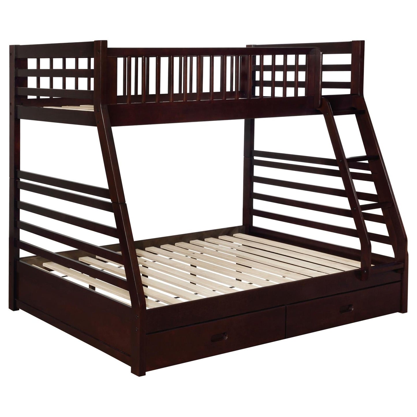 Ashton Cappuccino Twin over Full 2-Drawer Bunk Bed - 460184 - Luna Furniture - Dallas Store