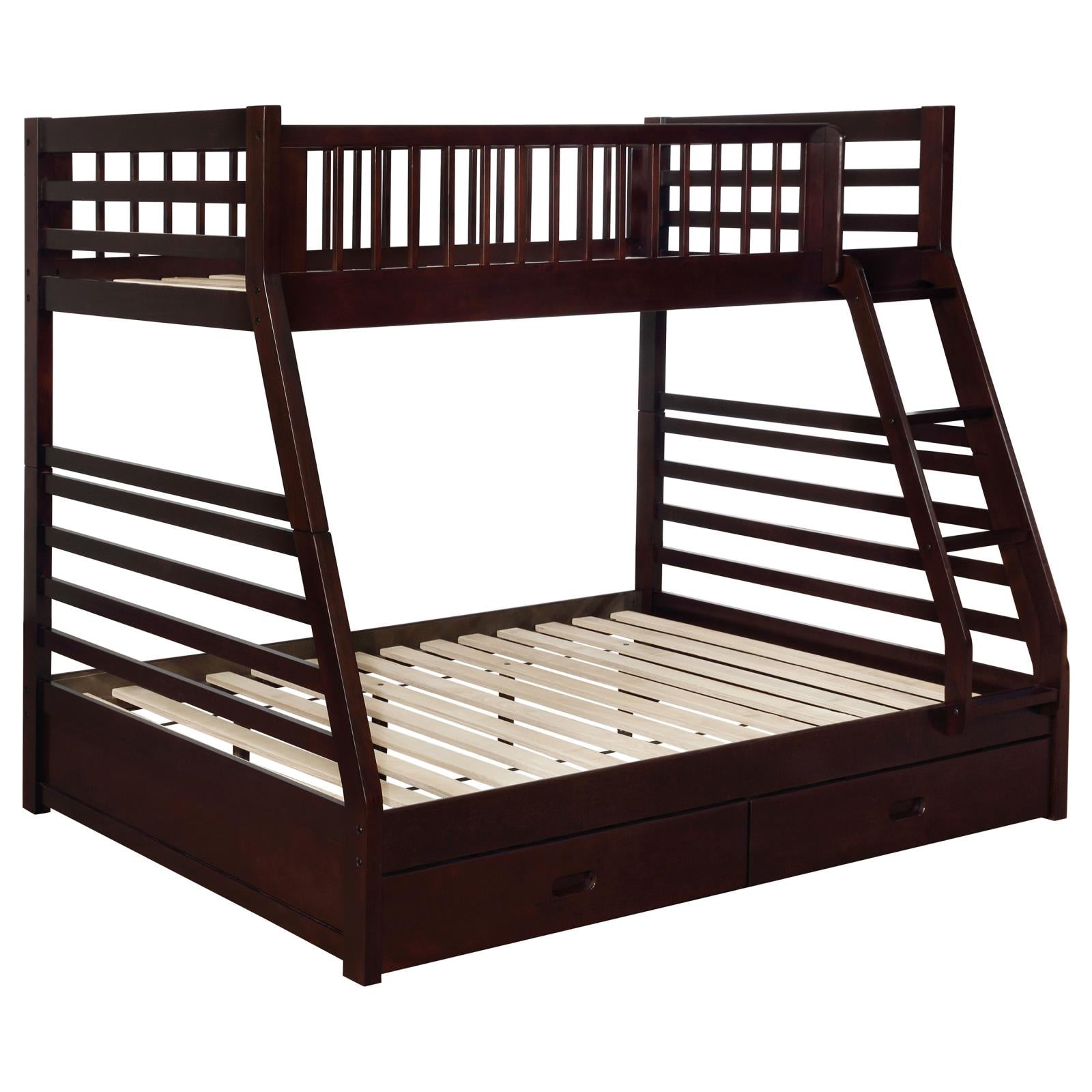 Ashton Cappuccino Twin over Full 2-Drawer Bunk Bed - 460184 - Luna Furniture - Dallas Store