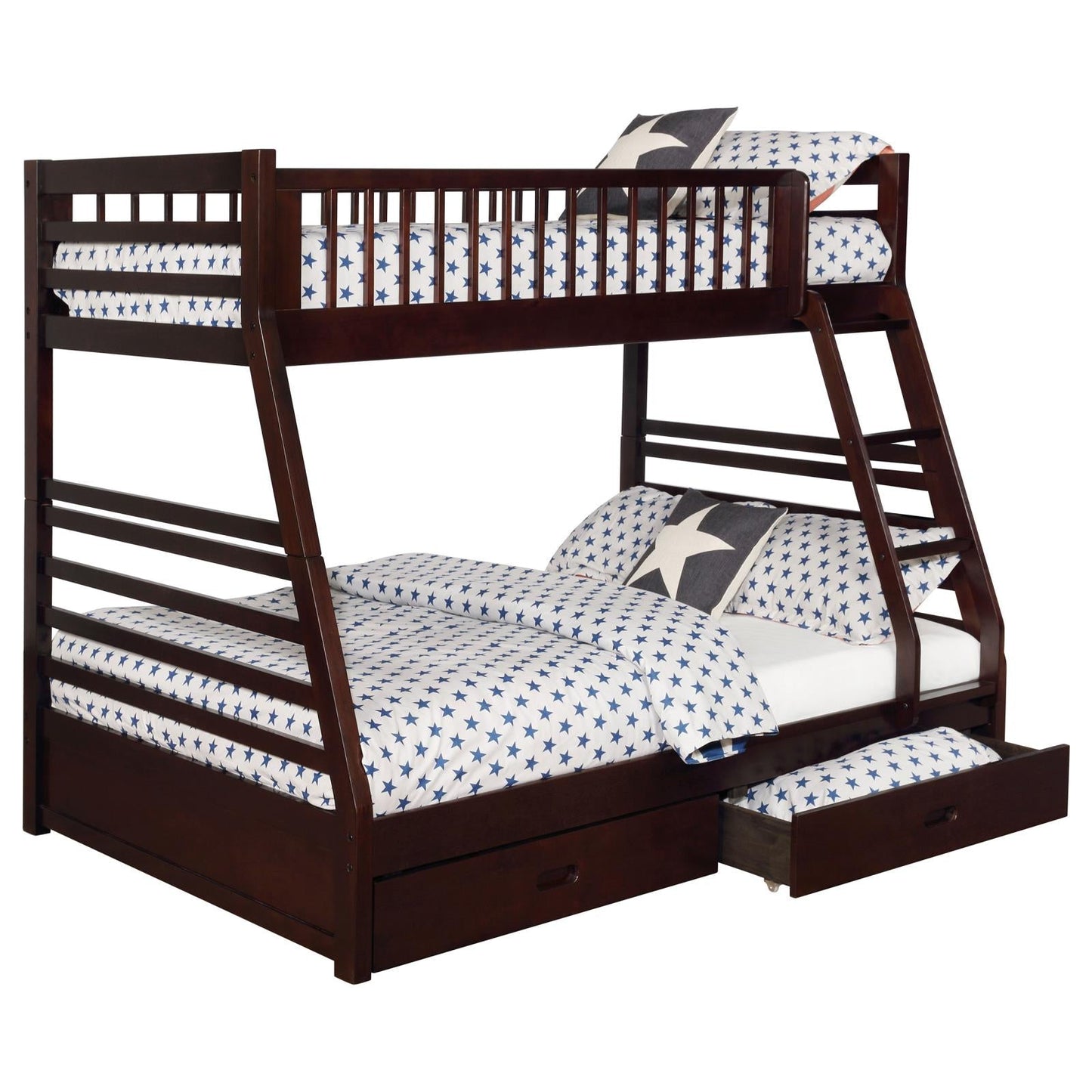 Ashton Cappuccino Twin over Full 2-Drawer Bunk Bed - 460184 - Luna Furniture - Dallas Store