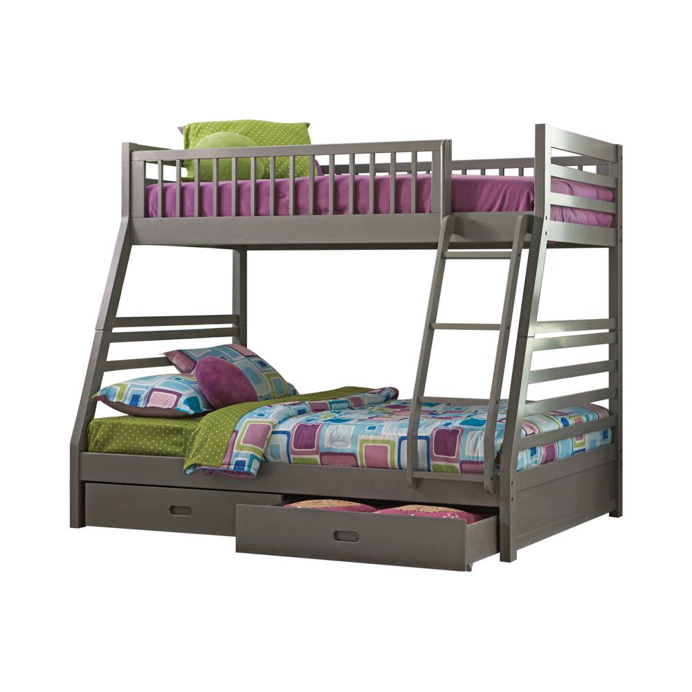 Ashton Gray Twin over Full 2-Drawer Bunk Bed - 460182 - Luna Furniture - Dallas Store