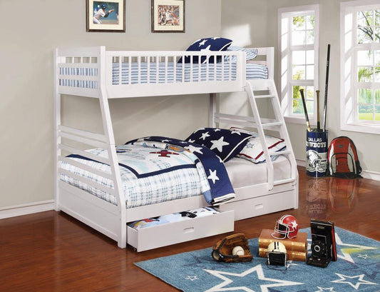 Ashton White Twin over Full 2-Drawer Bunk Bed - 460180 - Luna Furniture - Dallas Store