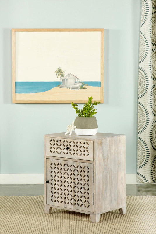 August White Washed 1-Door Accent Cabinet - 953569 - Luna Furniture - Dallas Store
