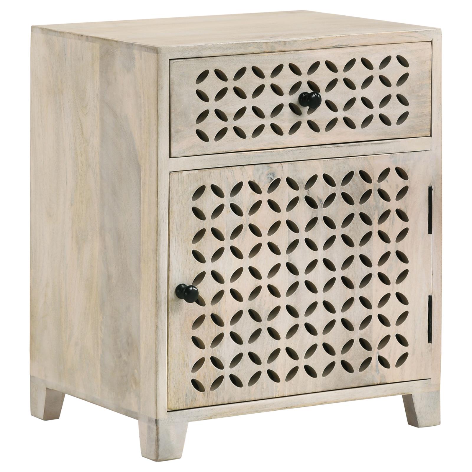August White Washed 1-Door Accent Cabinet - 953569 - Luna Furniture - Dallas Store
