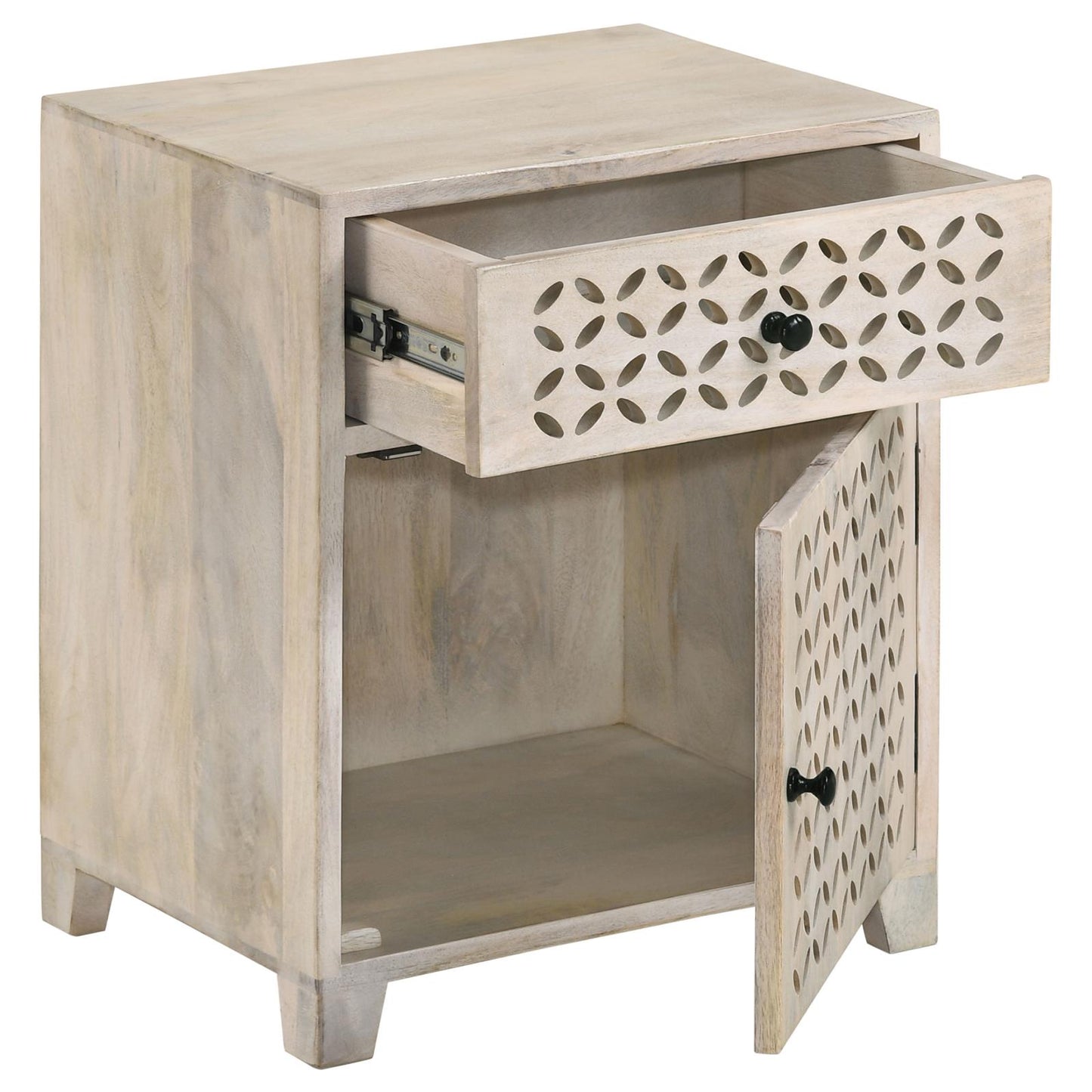 August White Washed 1-Door Accent Cabinet - 953569 - Luna Furniture - Dallas Store