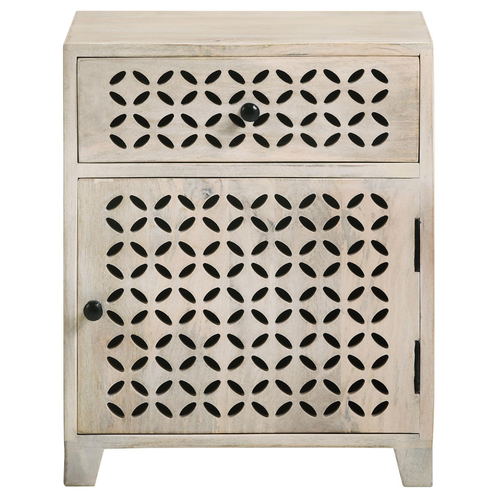 August White Washed 1-Door Accent Cabinet - 953569 - Luna Furniture - Dallas Store