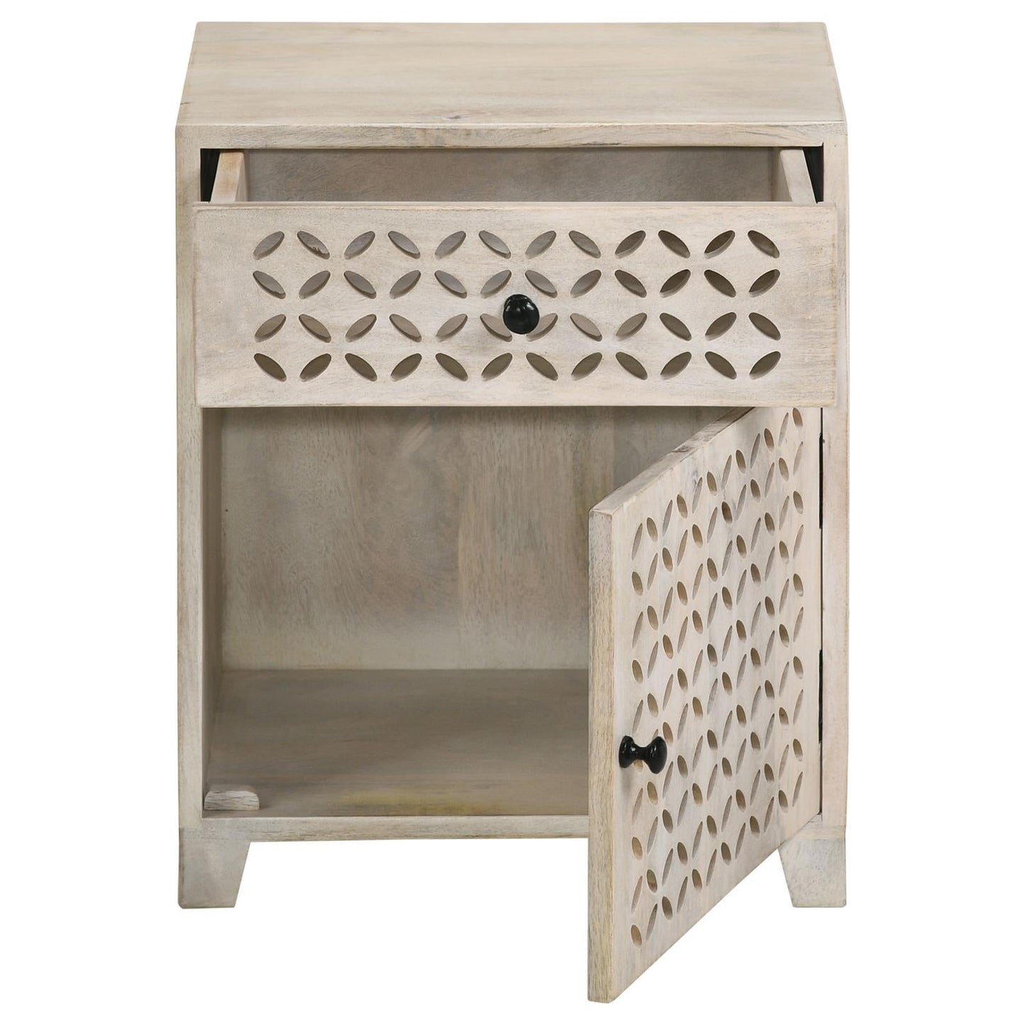 August White Washed 1-Door Accent Cabinet - 953569 - Luna Furniture - Dallas Store