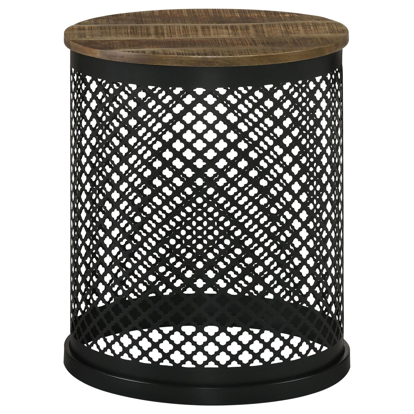 Aurora Natural/Black Round Accent Table with Drum Base - 935990 - Luna Furniture - Dallas Store