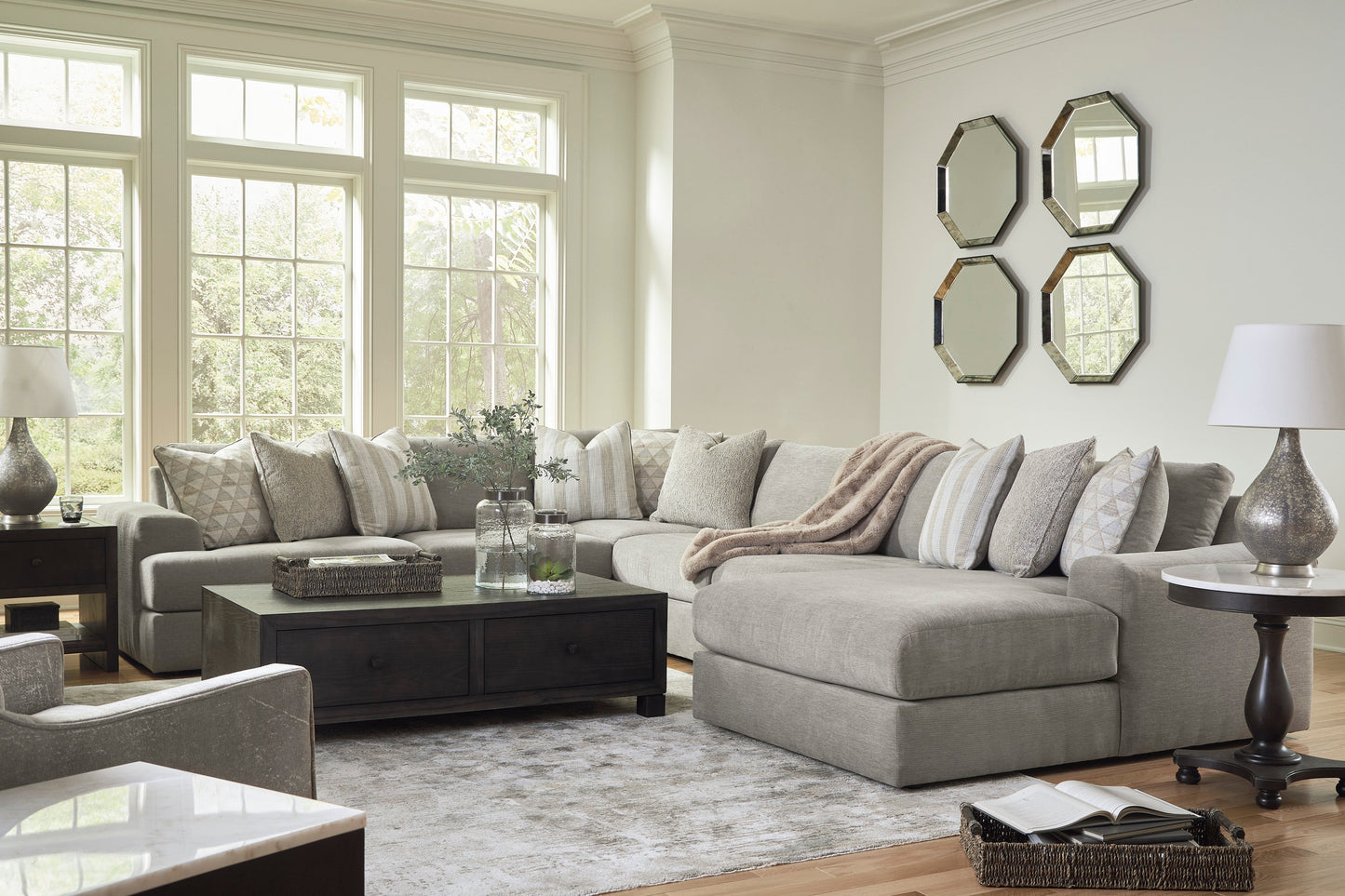 Avaliyah Ash 6-Piece RAF Chaise Sectional - SET | 5810317 | 5810346 | 5810346 | 5810346 | 5810377 | 5810364 - Luna Furniture - Dallas Store