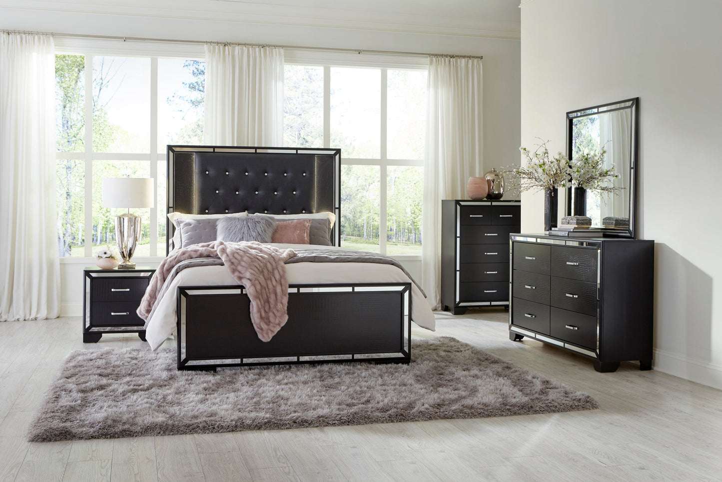 Aveline Black Nightstand - 1428BK-4 - Luna Furniture - Dallas Store