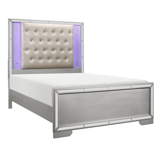 Aveline Silver King LED Upholstered Panel Bed - SET | 1428SVK-1 | 1428SVK-2 | 1428SV-3 - Luna Furniture - Dallas Store