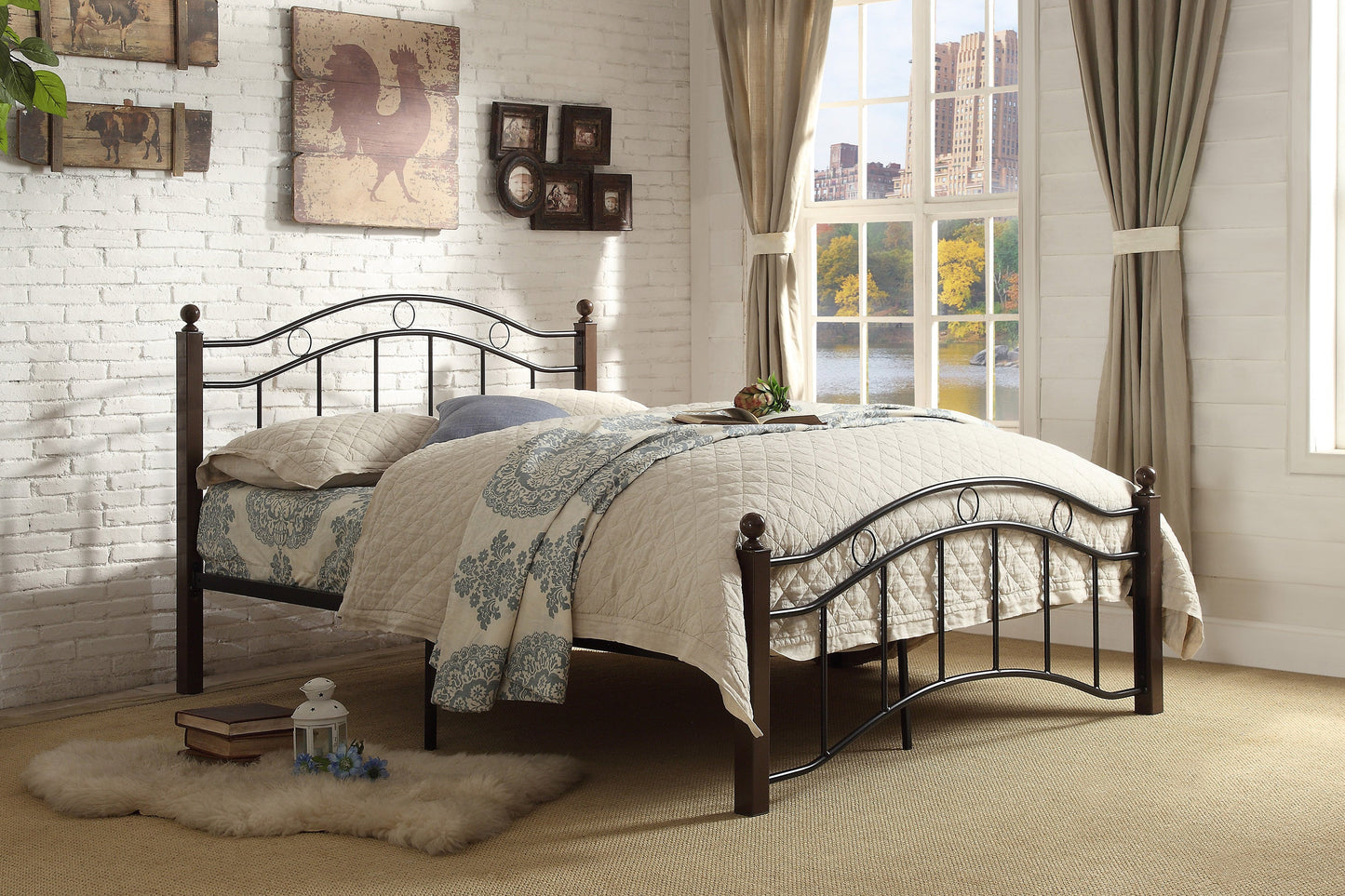 Averny Black/Brown Full Metal Platfom Bed - 2020FBK-1 - Luna Furniture - Dallas Store
