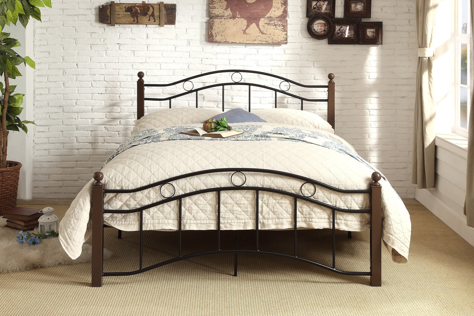 Averny Black/Brown Full Metal Platfom Bed - 2020FBK-1 - Luna Furniture - Dallas Store