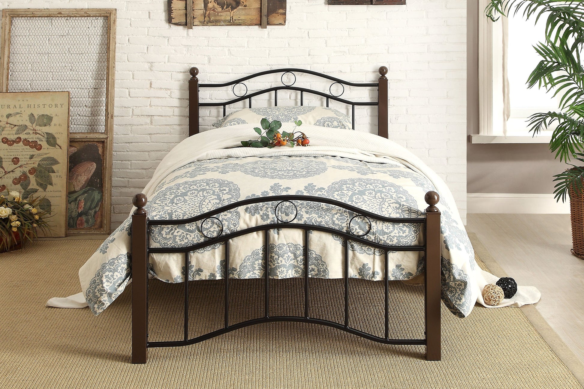 Averny Black/Brown Twin Metal Platfom Bed - 2020TBK-1 - Luna Furniture - Dallas Store
