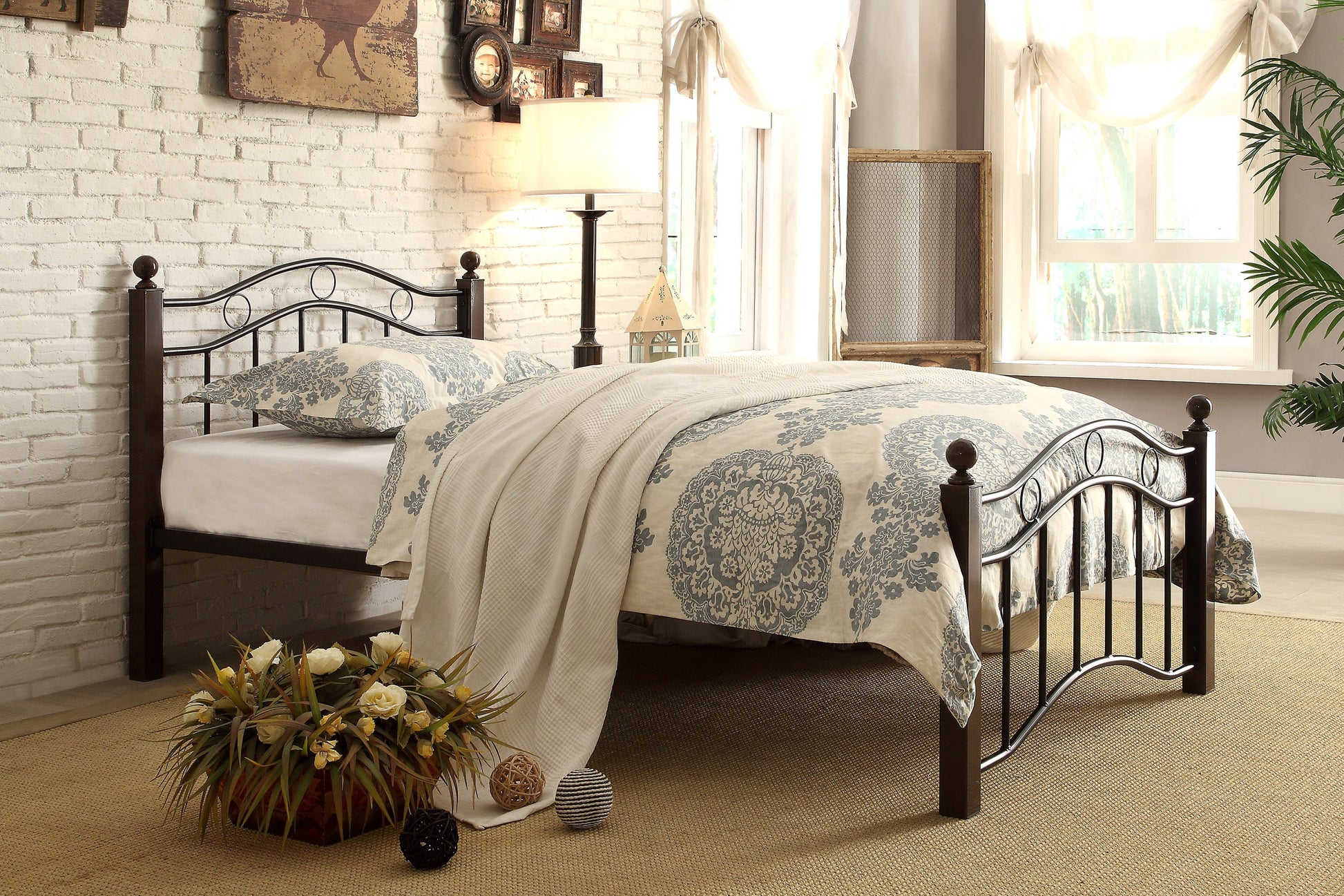 Averny Black/Brown Twin Metal Platfom Bed - 2020TBK-1 - Luna Furniture - Dallas Store