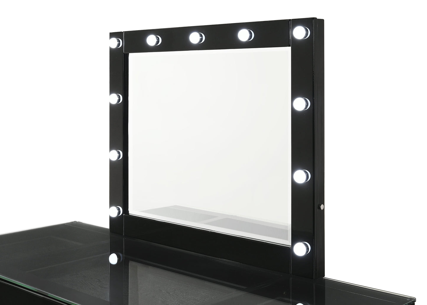 Avery Black Makeup Vanity Set with Lighted Mirror - SET | B4850BK-91-TOP | B4850BK-91-BASE | B4850BK-91-11 - Luna Furniture - Dallas Store