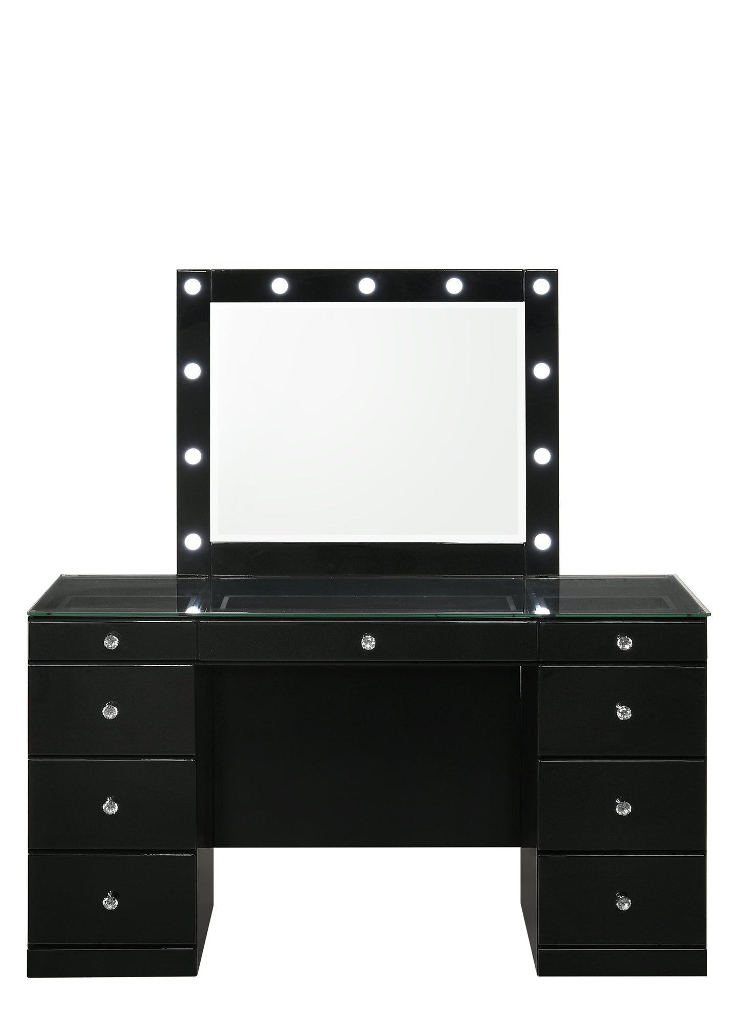 Avery Black Makeup Vanity Set with Lighted Mirror - SET | B4850BK-91-TOP | B4850BK-91-BASE | B4850BK-91-11 - Luna Furniture - Dallas Store