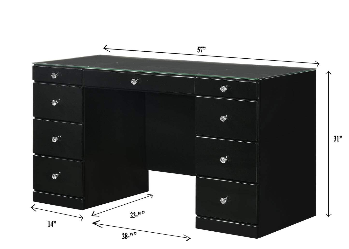 Avery Black Makeup Vanity Set with Lighted Mirror - SET | B4850BK-91-TOP | B4850BK-91-BASE | B4850BK-91-11 - Luna Furniture - Dallas Store