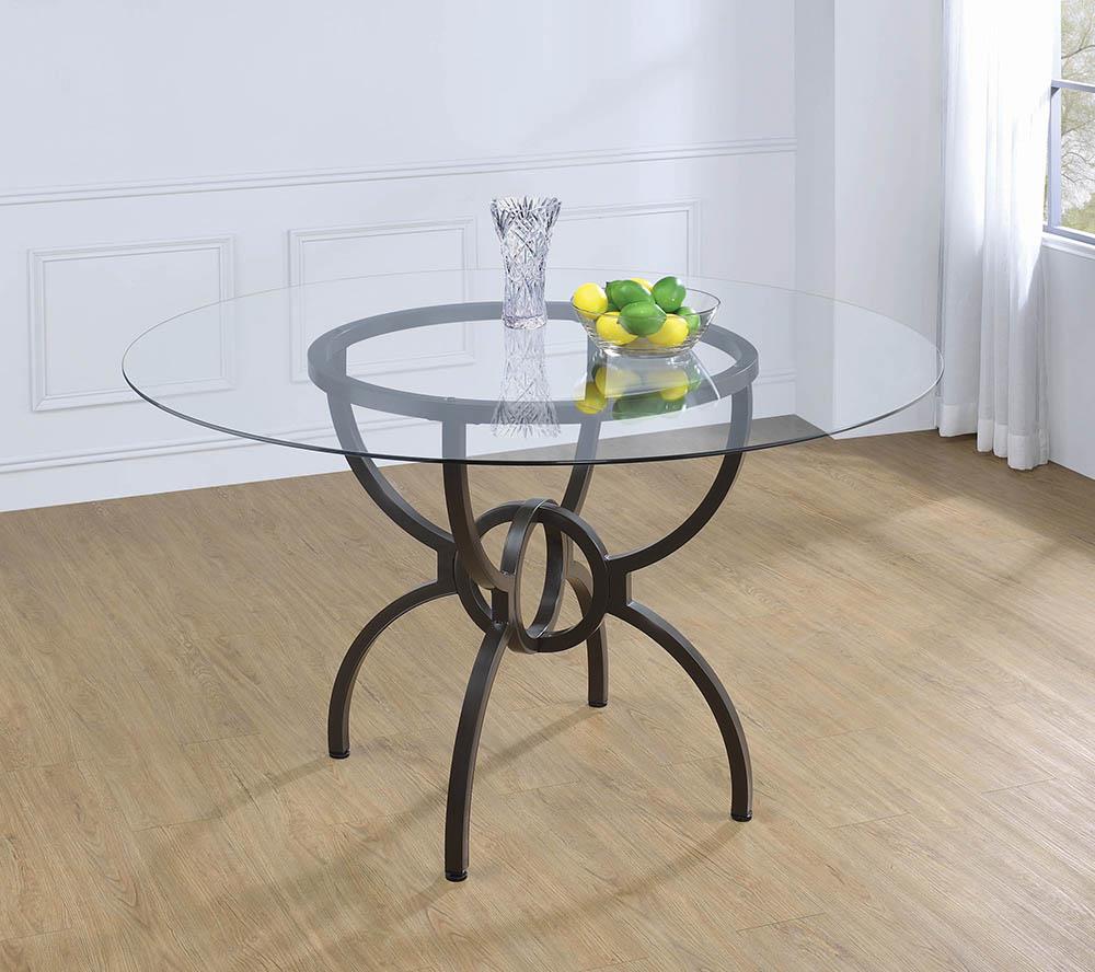 Aviano Gunmetal Dining Table Base - 108291 - Luna Furniture - Dallas Store