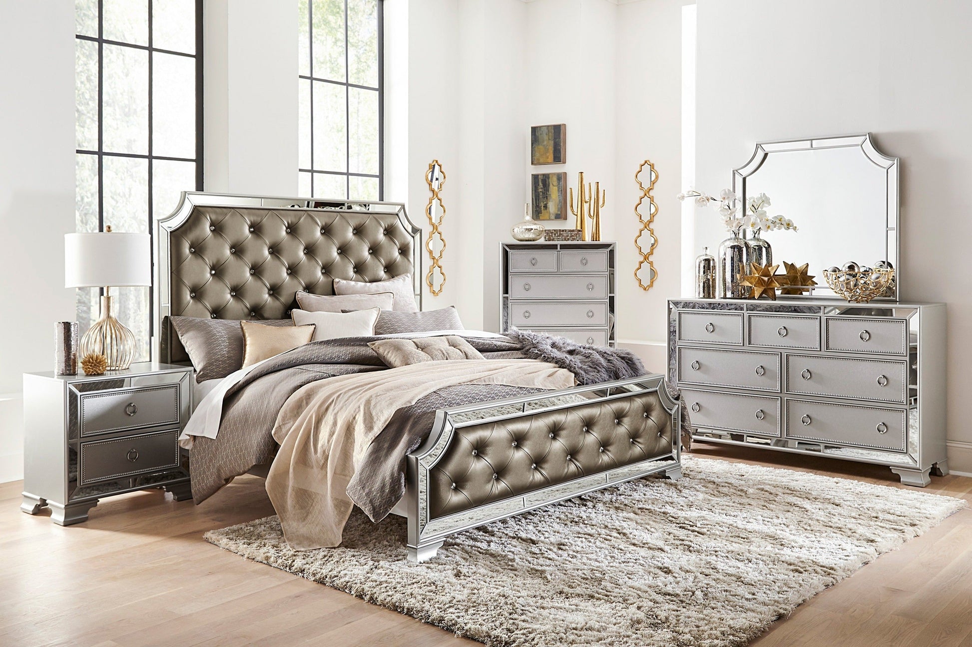 Avondale Silver Mirrored Nightstand - 1646-4 - Luna Furniture - Dallas Store