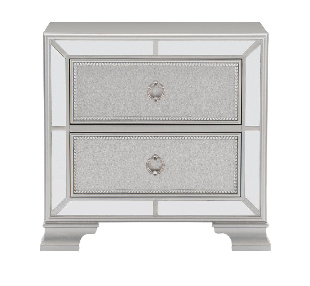 Avondale Silver Mirrored Nightstand - 1646-4 - Luna Furniture - Dallas Store