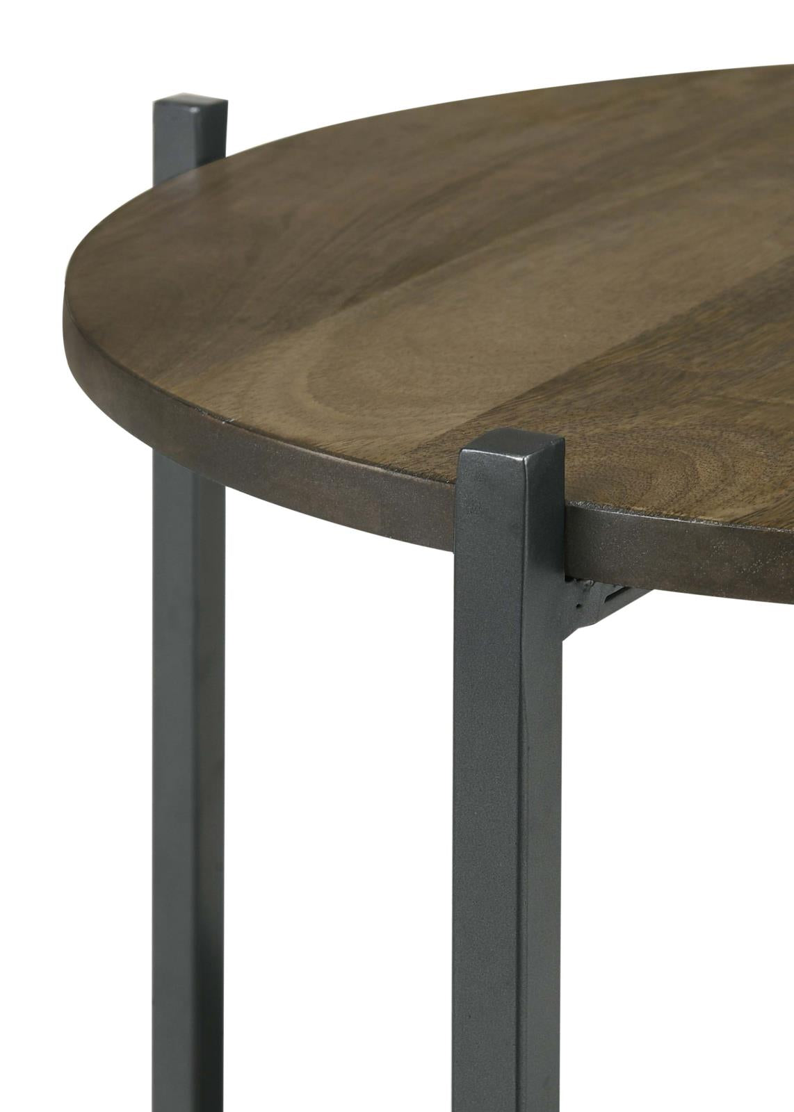 Axel Natural/Gunmetal Round Accent Table with Open Shelf - 935993 - Luna Furniture - Dallas Store