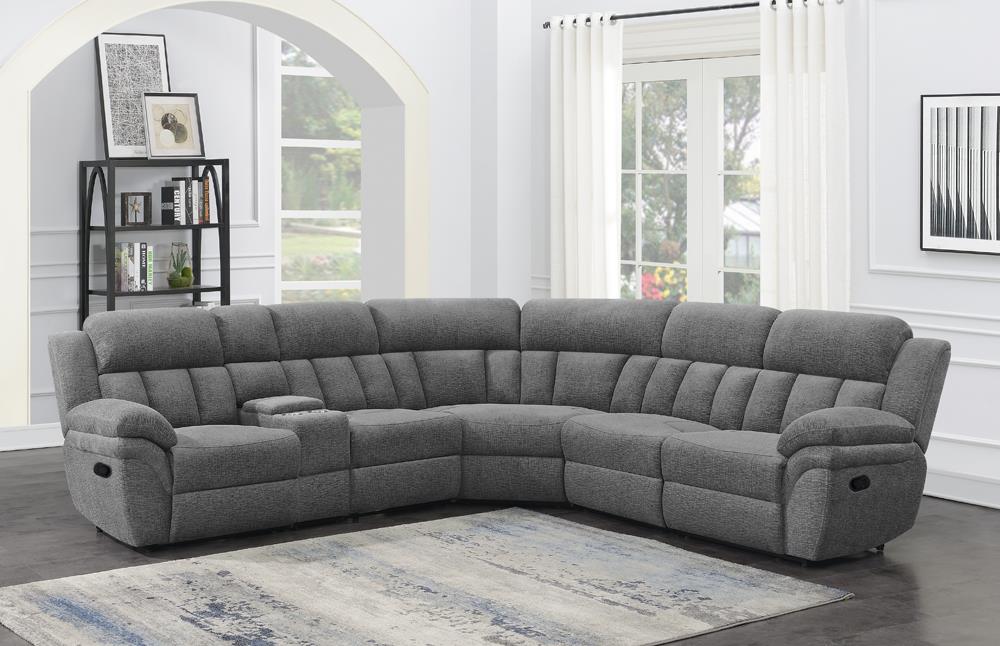 Bahrain 6-Piece Upholstered Motion Sectional Charcoal - 609540 - Luna Furniture - Dallas Store