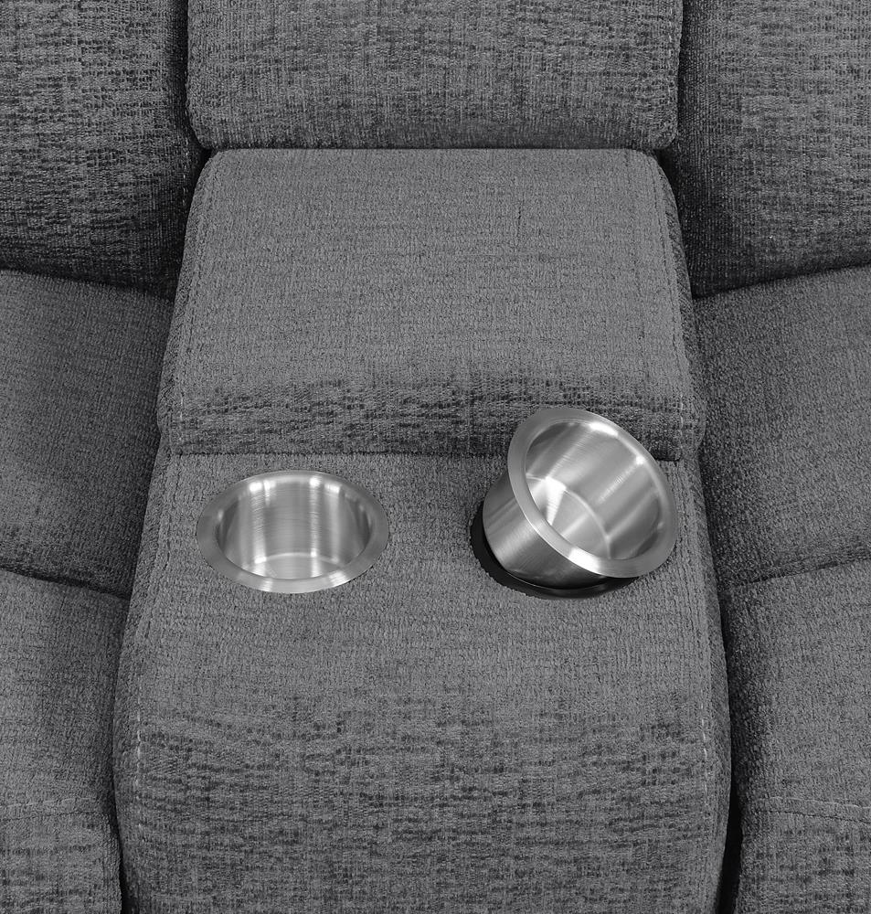 Bahrain 6-Piece Upholstered Motion Sectional Charcoal - 609540 - Luna Furniture - Dallas Store