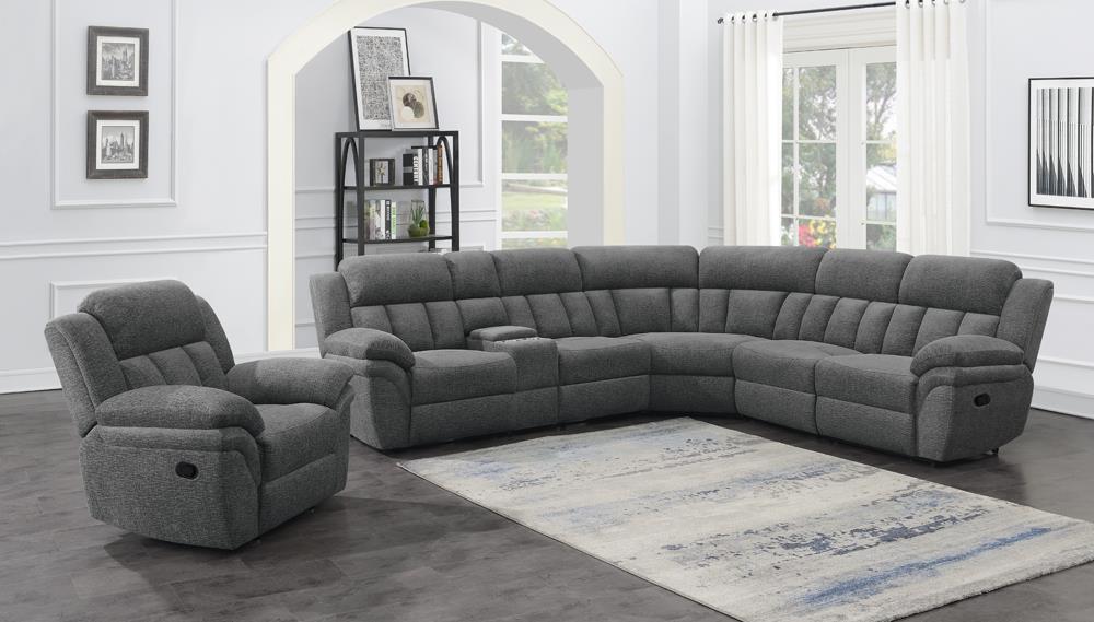 Bahrain 6-Piece Upholstered Motion Sectional Charcoal - 609540 - Luna Furniture - Dallas Store
