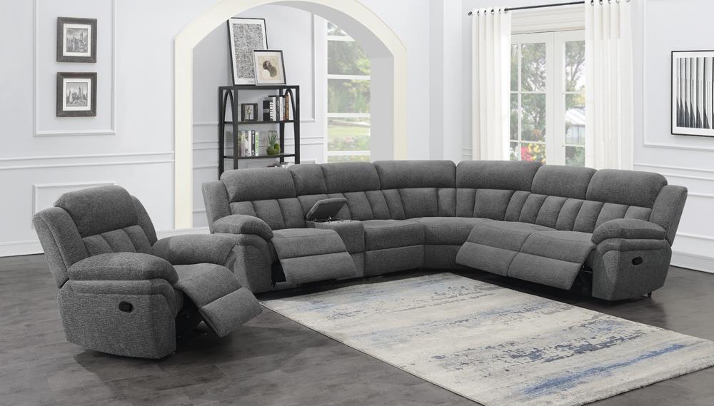 Bahrain 6-Piece Upholstered Motion Sectional Charcoal - 609540 - Luna Furniture - Dallas Store