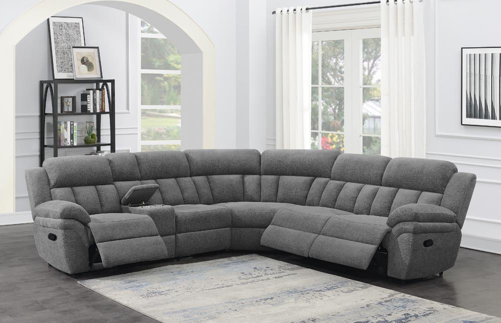 Bahrain 6-Piece Upholstered Motion Sectional Charcoal - 609540 - Luna Furniture - Dallas Store