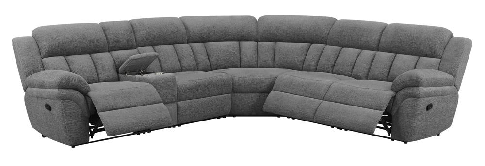 Bahrain 6-Piece Upholstered Motion Sectional Charcoal - 609540 - Luna Furniture - Dallas Store