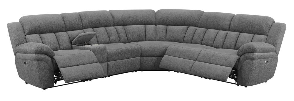 Bahrain 6-Piece Upholstered Power Sectional Charcoal - 609540P - Luna Furniture - Dallas Store