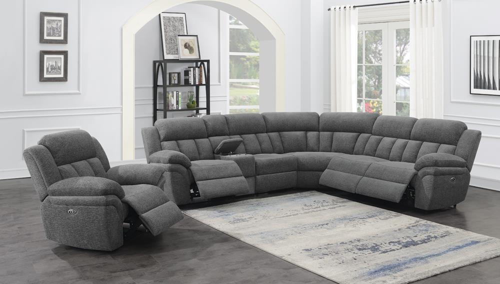 Bahrain 6-Piece Upholstered Power Sectional Charcoal - 609540P - Luna Furniture - Dallas Store