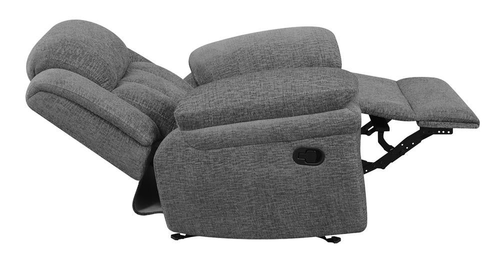 Bahrain Upholstered Glider Recliner Charcoal - 609543 - Luna Furniture - Dallas Store