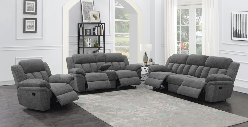 Bahrain Upholstered Glider Recliner Charcoal - 609543 - Luna Furniture - Dallas Store