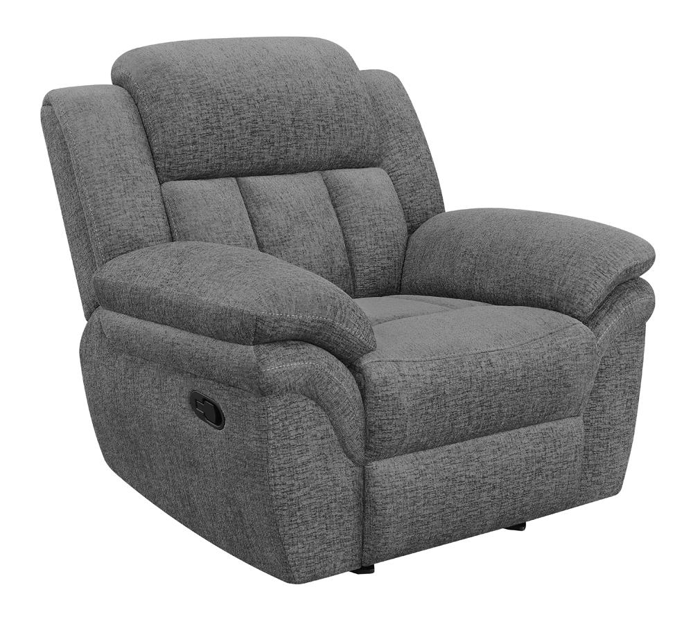 Bahrain Upholstered Glider Recliner Charcoal - 609543 - Luna Furniture - Dallas Store