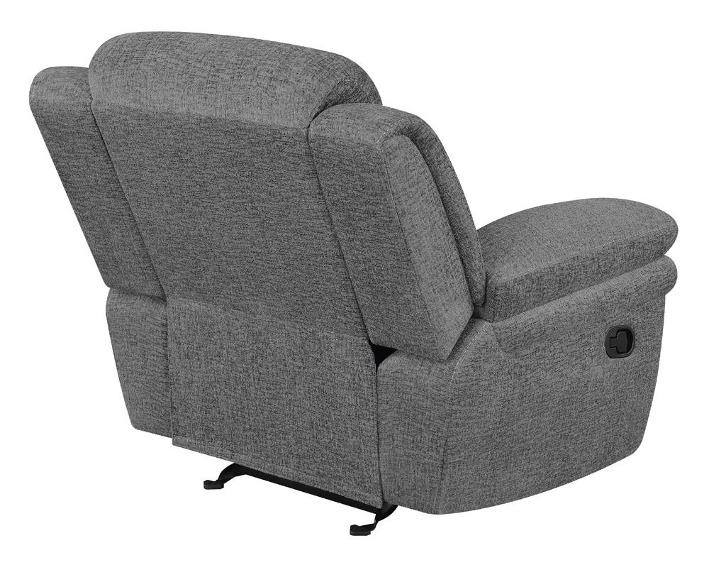 Bahrain Upholstered Glider Recliner Charcoal - 609543 - Luna Furniture - Dallas Store