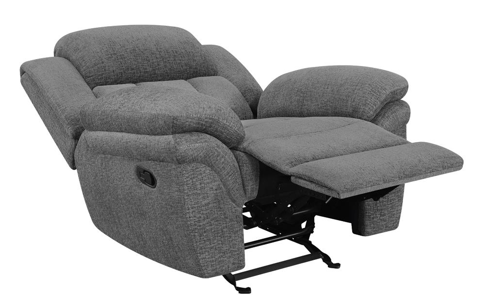 Bahrain Upholstered Glider Recliner Charcoal - 609543 - Luna Furniture - Dallas Store