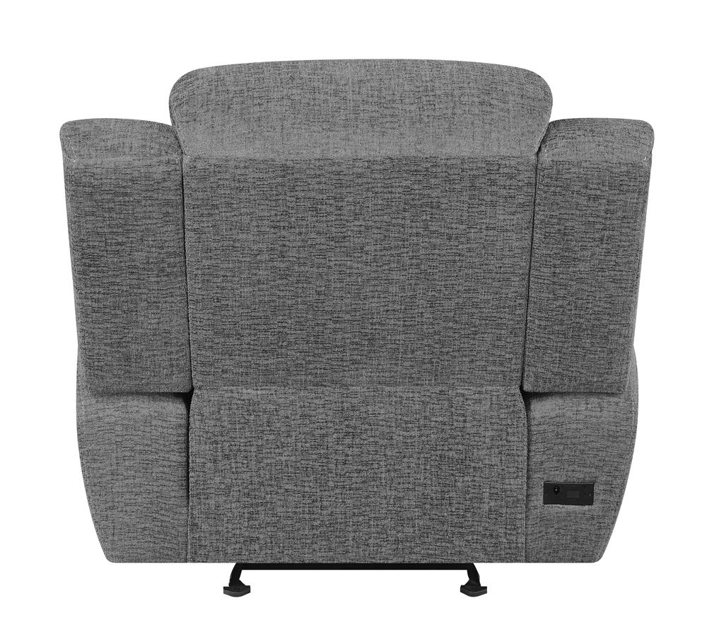 Bahrain Upholstered Power Glider Recliner Charcoal - 609543P - Luna Furniture - Dallas Store