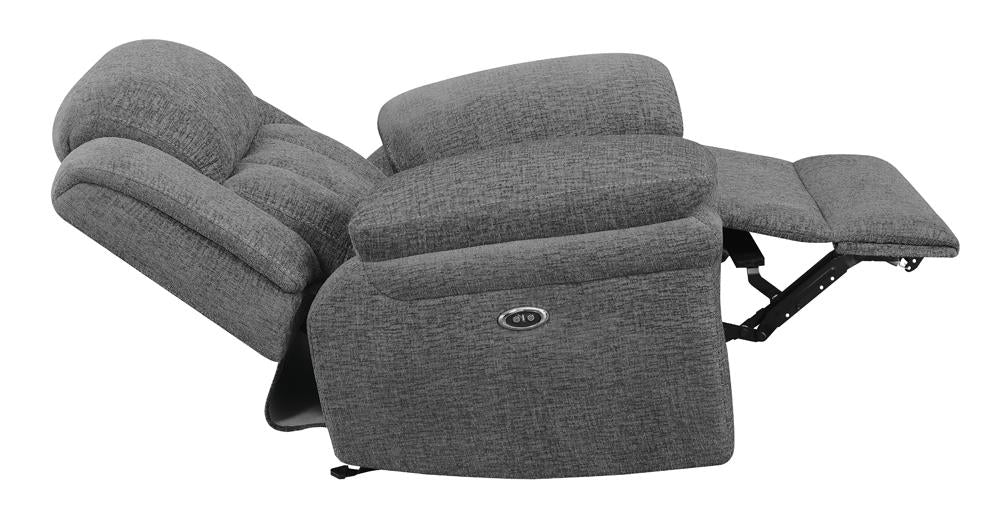 Bahrain Upholstered Power Glider Recliner Charcoal - 609543P - Luna Furniture - Dallas Store