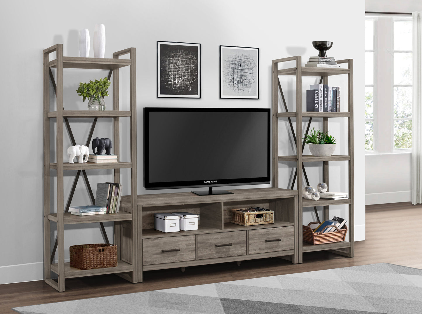 Bainbridge Weathered Gray 66" TV Stand - 15260-66T - Luna Furniture - Dallas Store