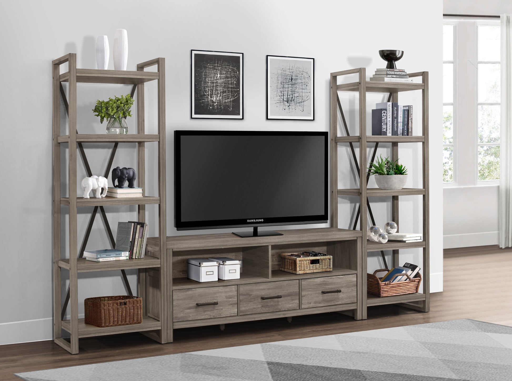 Bainbridge Weathered Gray 66" TV Stand - 15260-66T - Luna Furniture - Dallas Store