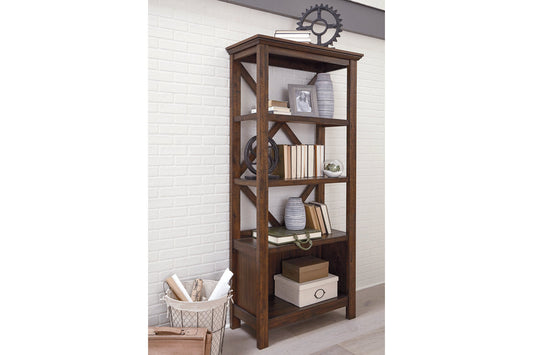 Baldridge Rustic Brown 75" Bookcase - H675-17 - Luna Furniture - Dallas Store