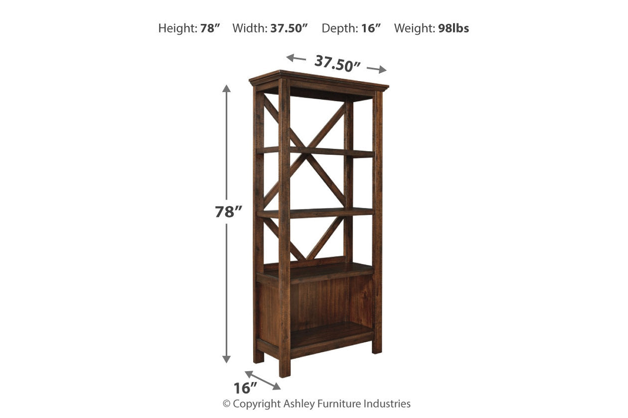 Baldridge Rustic Brown 75" Bookcase - H675-17 - Luna Furniture - Dallas Store