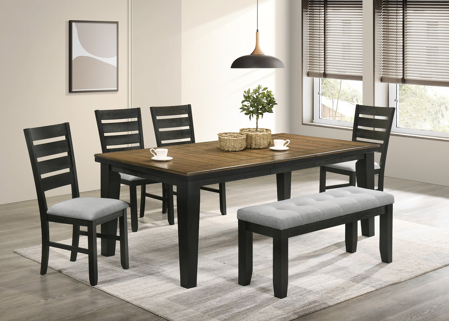 Bardstown Charcoal/Wheat Extendable Dining Set - SET | 2152WC-T-4282 | 2152WC-S(2) - Luna Furniture - Dallas Store