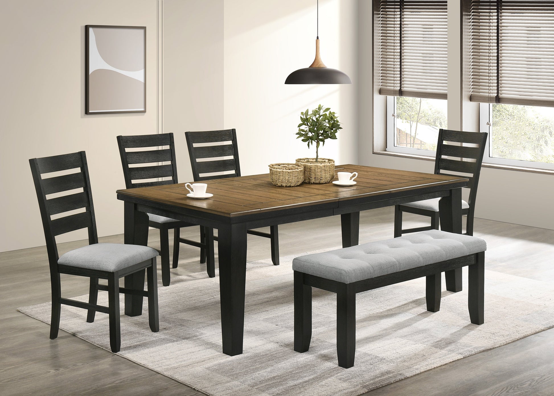 Bardstown Charcoal/Wheat Extendable Dining Set - SET | 2152WC-T-4282 | 2152WC-S(2) - Luna Furniture - Dallas Store