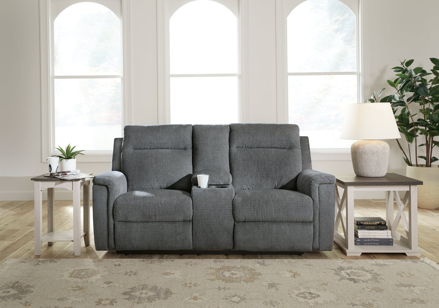Barnsana Gravel Power Reclining Loveseat with Console - 3320296 - Luna Furniture - Dallas Store