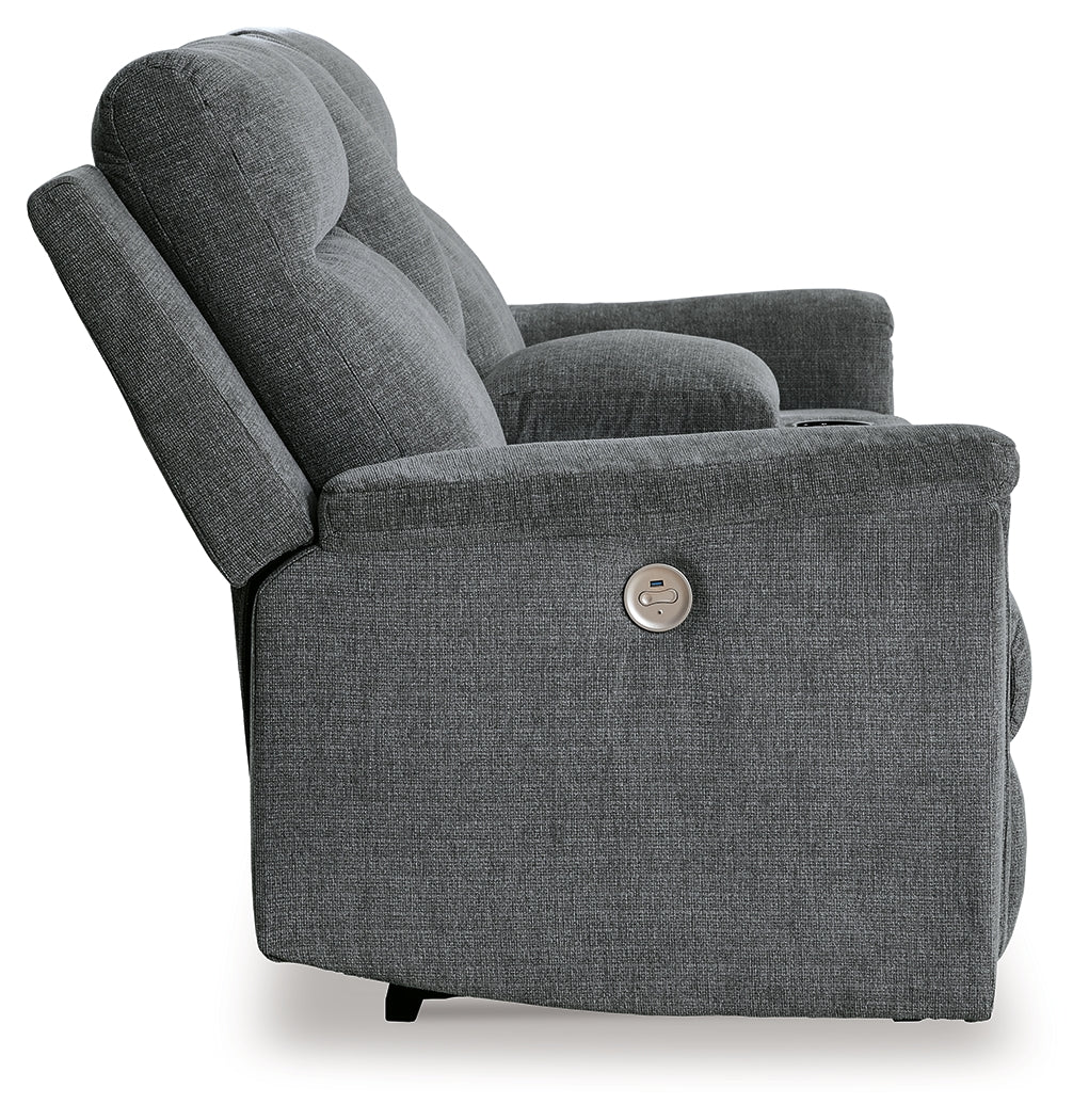 Barnsana Gravel Power Reclining Loveseat with Console - 3320296 - Luna Furniture - Dallas Store