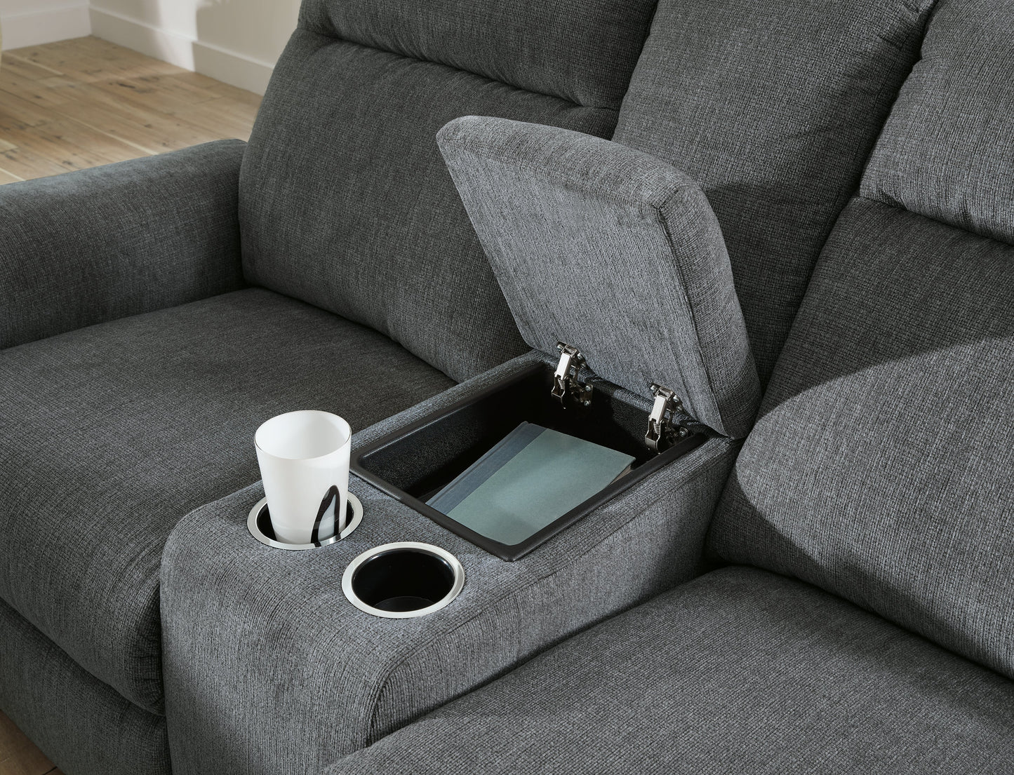 Barnsana Gravel Power Reclining Loveseat with Console - 3320296 - Luna Furniture - Dallas Store