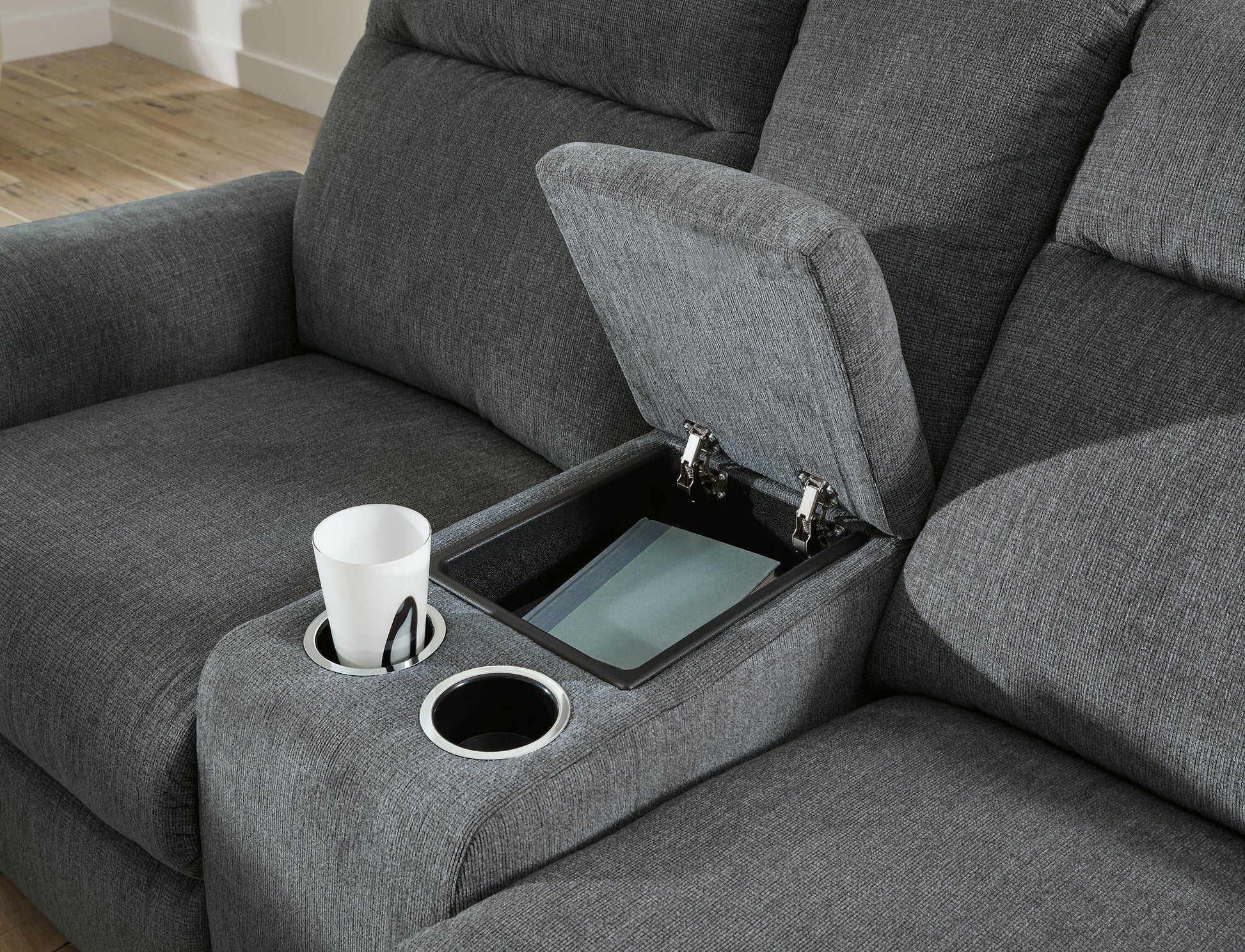 Barnsana Gravel Power Reclining Loveseat with Console - 3320296 - Luna Furniture - Dallas Store